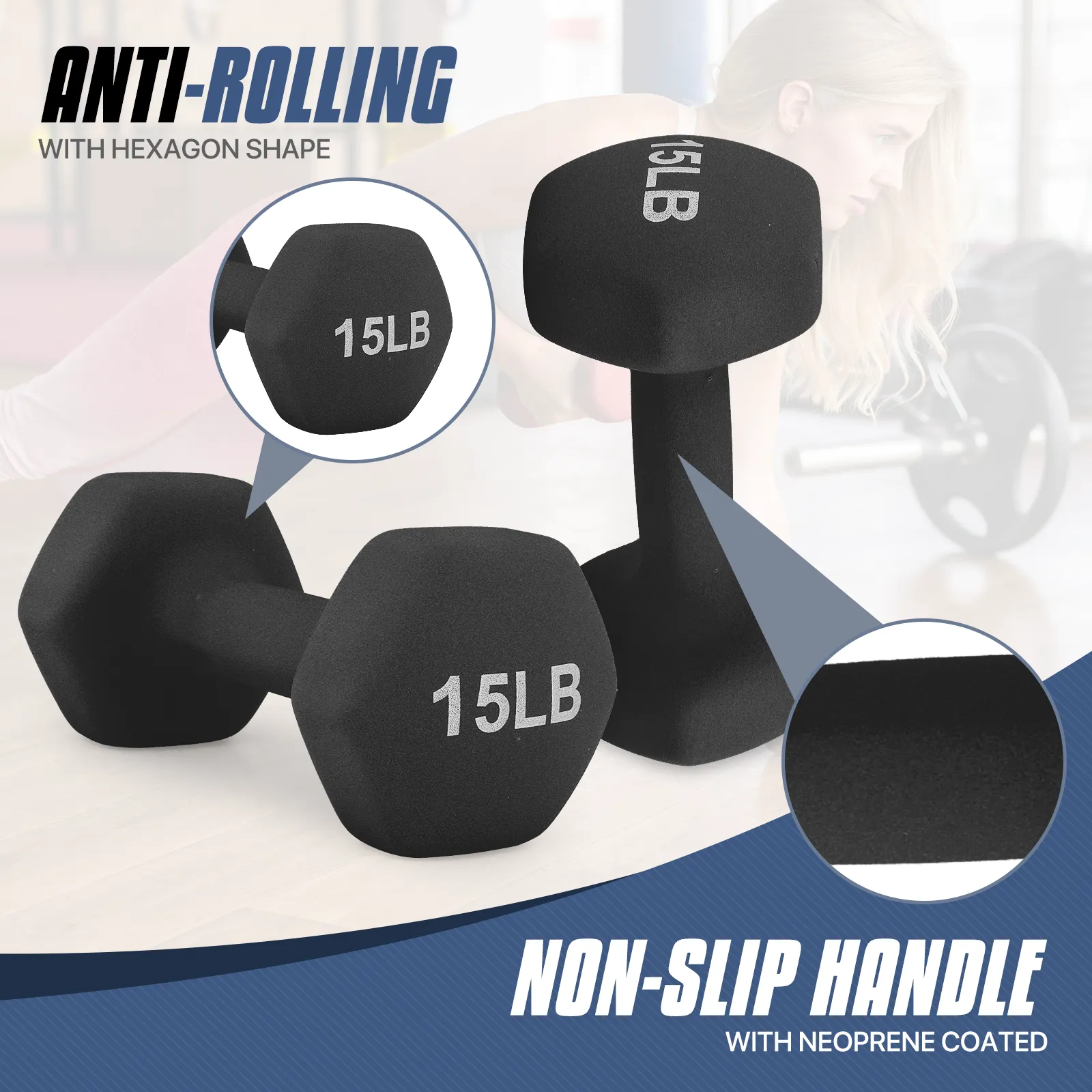 2 Pieces Grip Workout Dumbbel-15LB Each