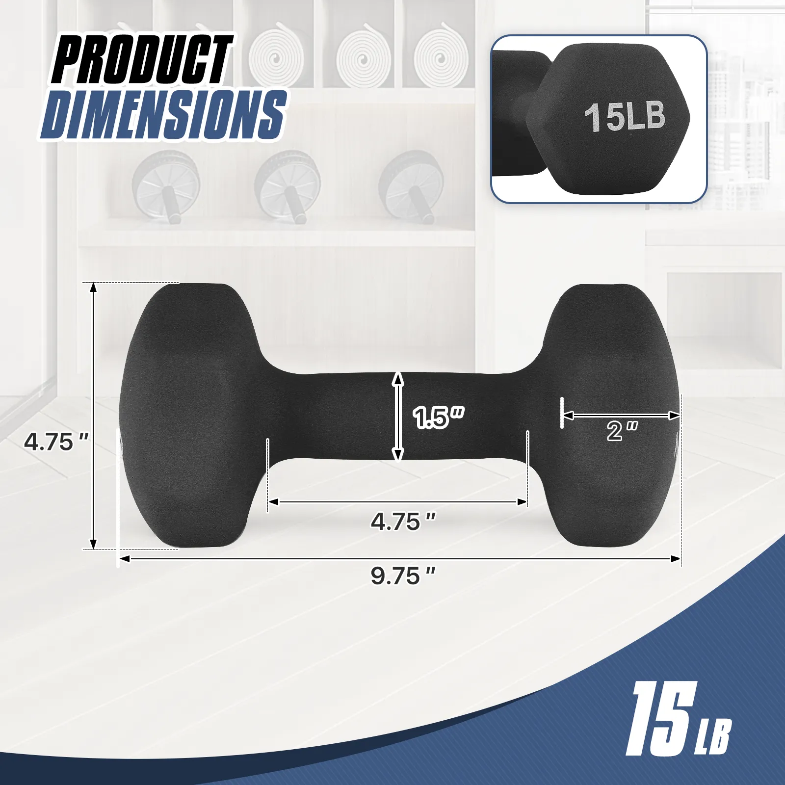 2 Pieces Grip Workout Dumbbel-15LB Each