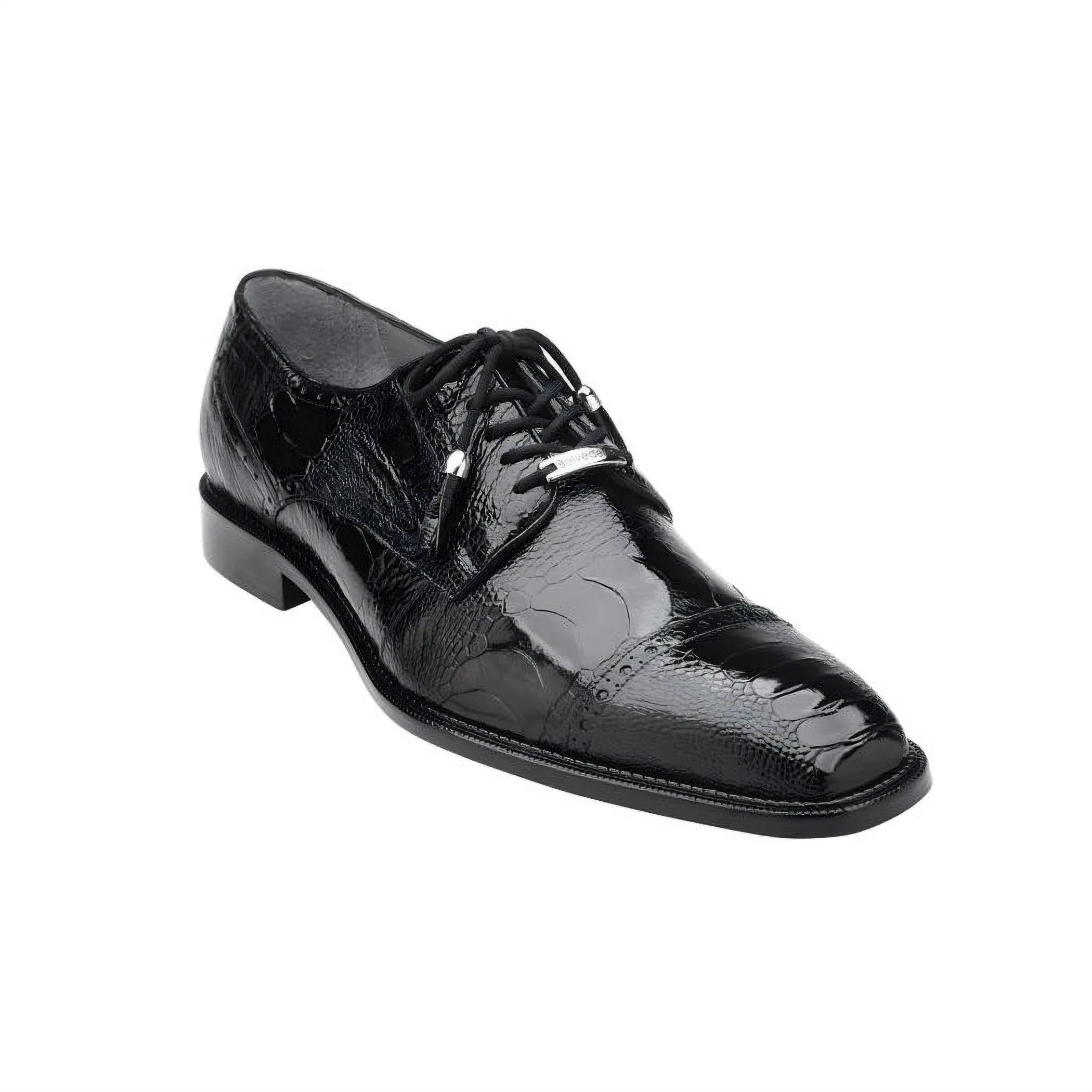 Belvedere Batta in Black Genuine Ostrich Oxfords