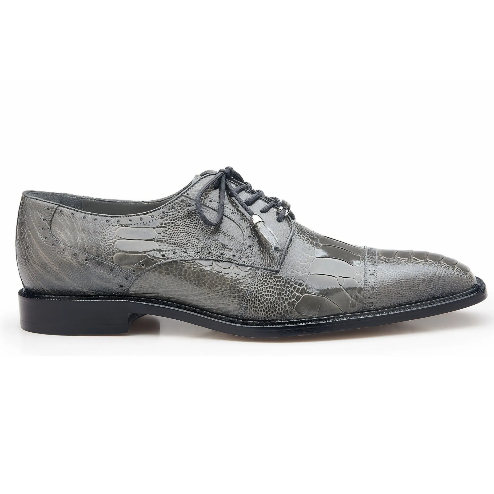 Belvedere Batta in Gray Genuine Ostrich Oxfords