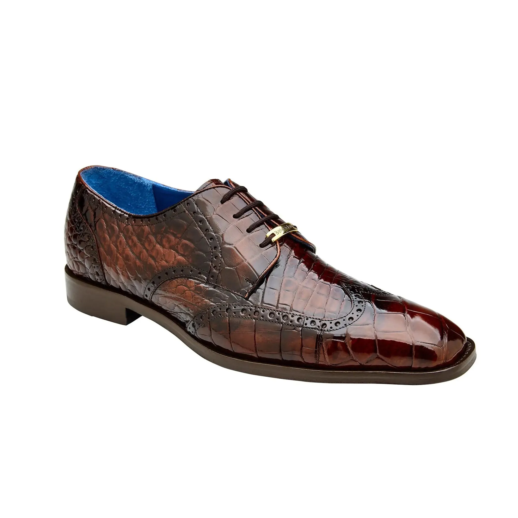 Belvedere Santo in Antique Brown Alligator Oxfords