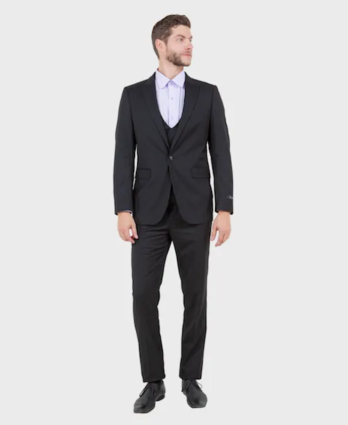 Black Skinny Fit Peak Lapel Suit