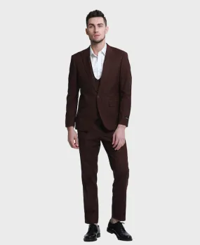 Brown Skinny Fit Peak Lapel Suit