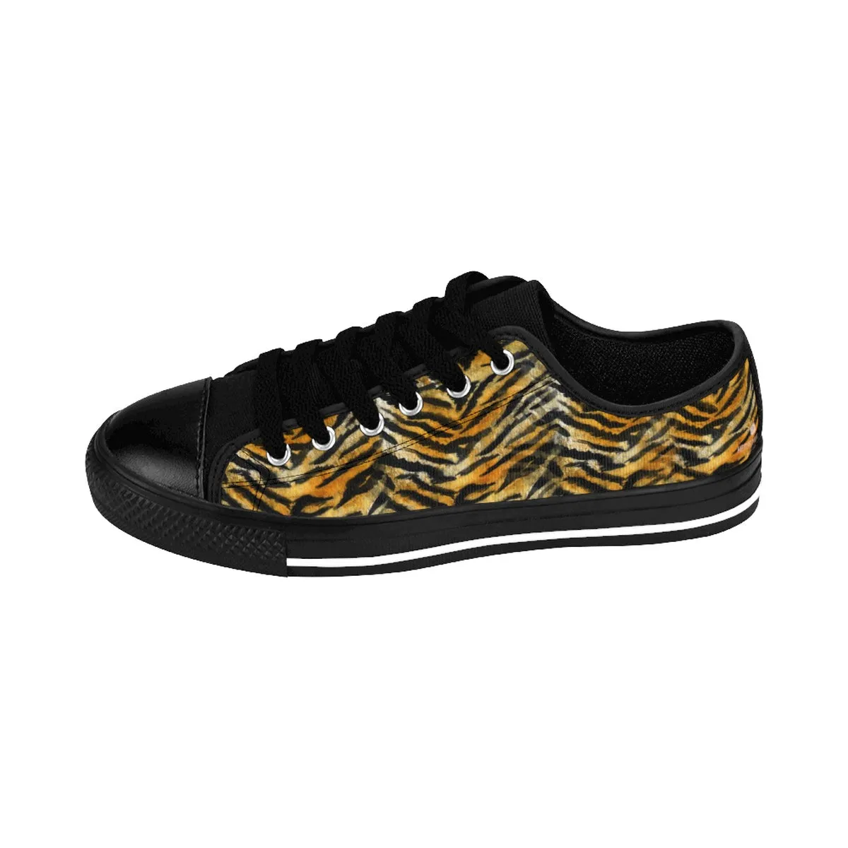 Brown Tiger Stripe Women's Sneakers, Animal Print Designer Low Top Sneakers Shoes (US Size 6-12)