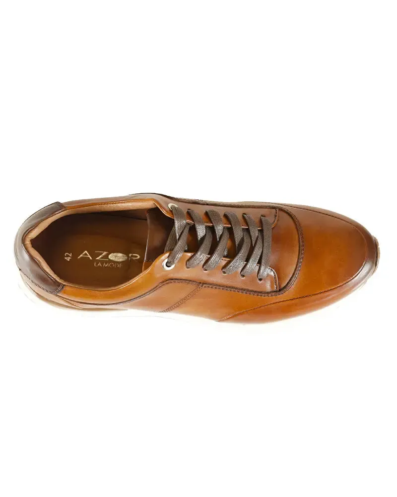 Calabria Smart Leather Trainer - Tan Brown