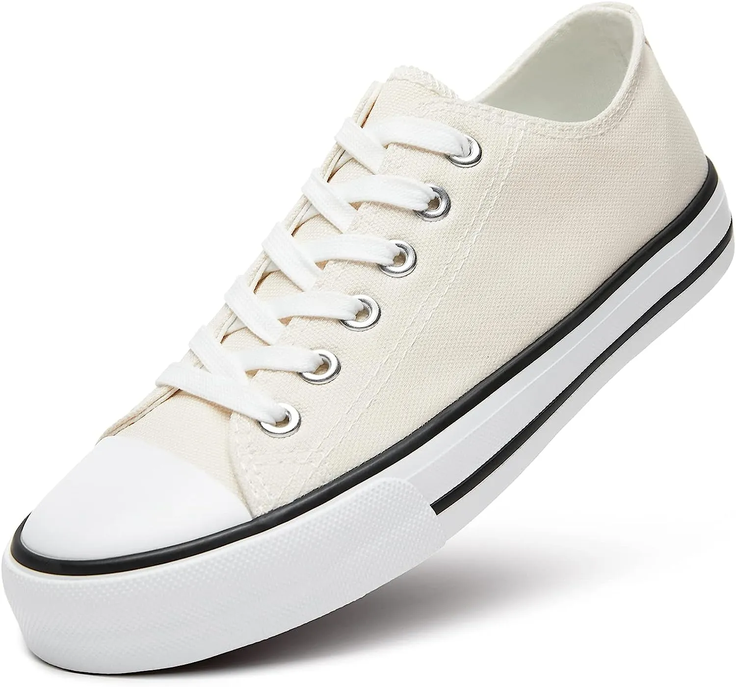 Canvas White Lace Up Low Top Casual Shoes