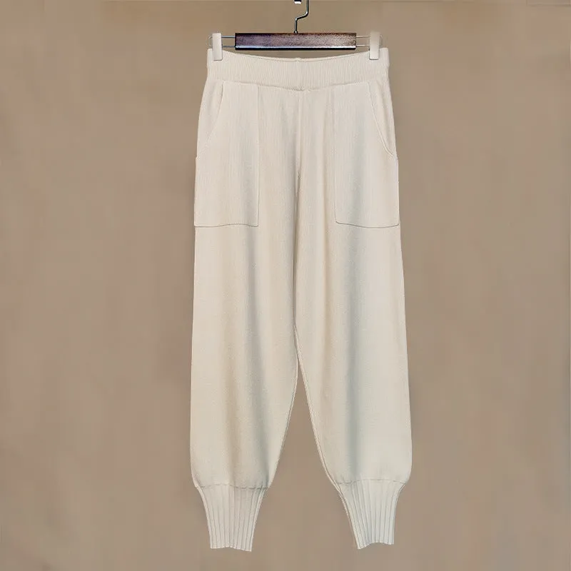 Casual Elastic Versatile Wool Radish pants Warm Trousers for Women