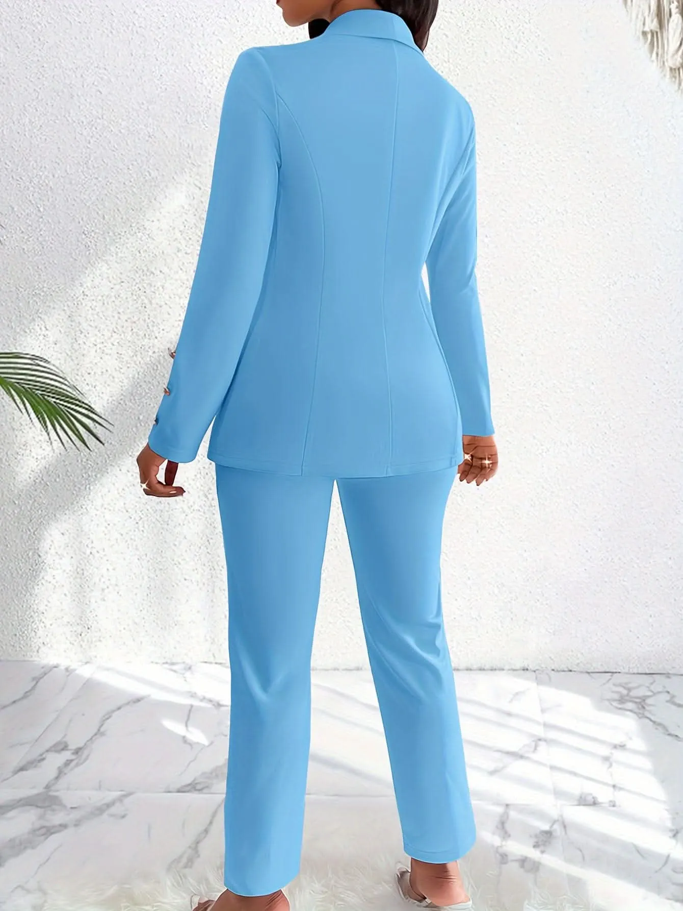 Chic Double Breasted Pantsuit Slim Fit Office Essential- By Lustmia