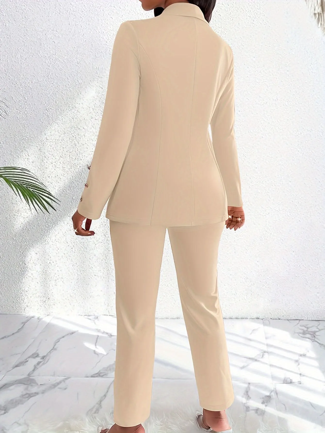 Chic Double Breasted Pantsuit Slim Fit Office Essential- By Lustmia