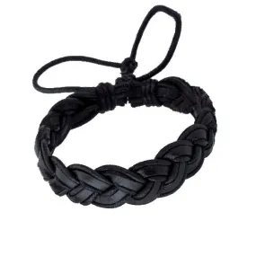 Classy Men Black Leather Braided Bracelet