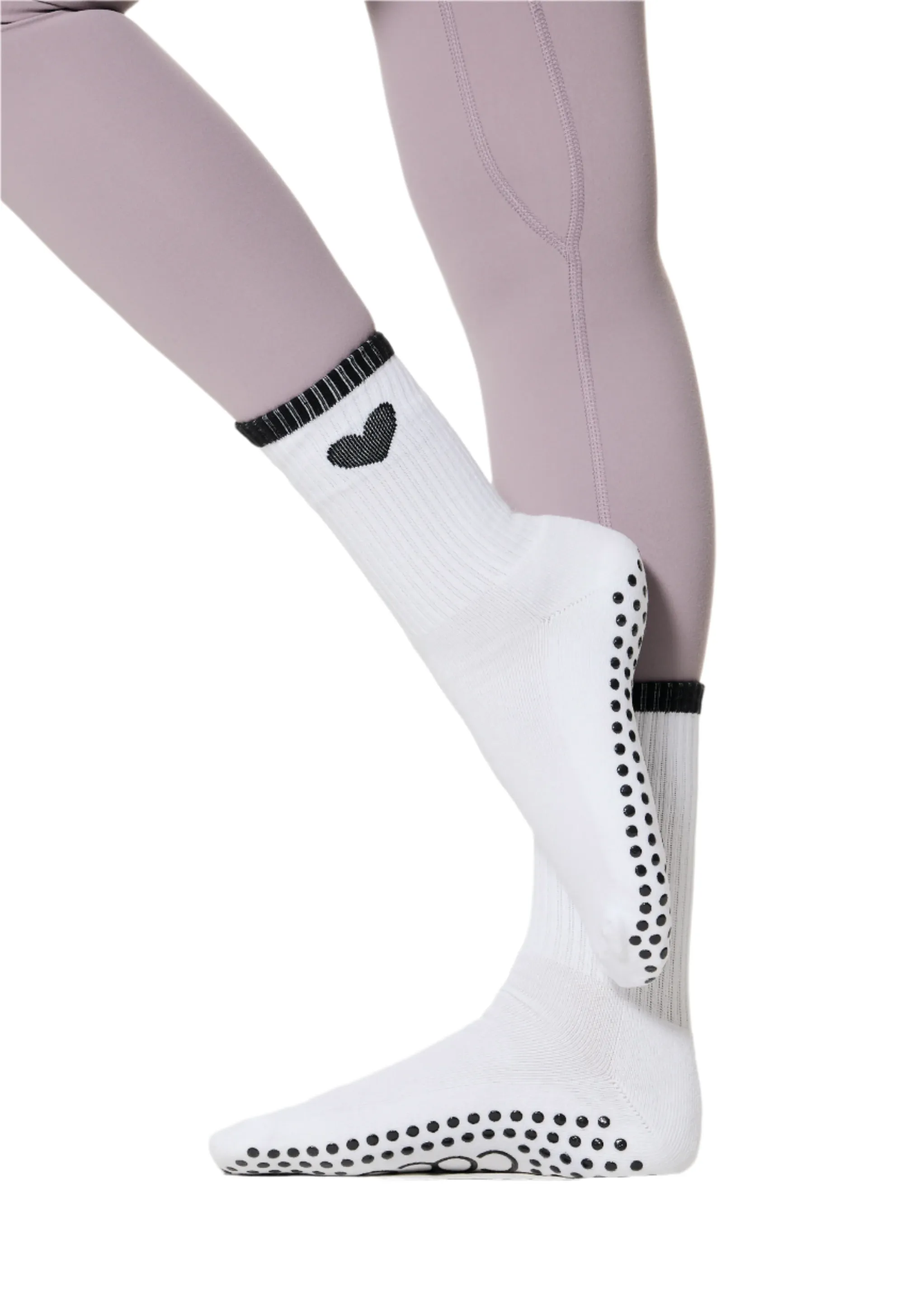 COCO Heart Grip Socks - White with Black