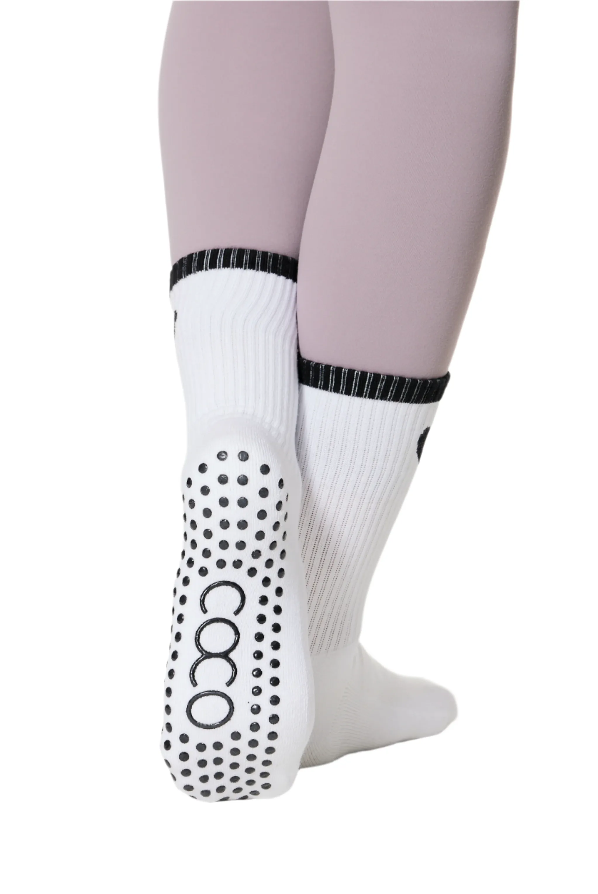 COCO Heart Grip Socks - White with Black