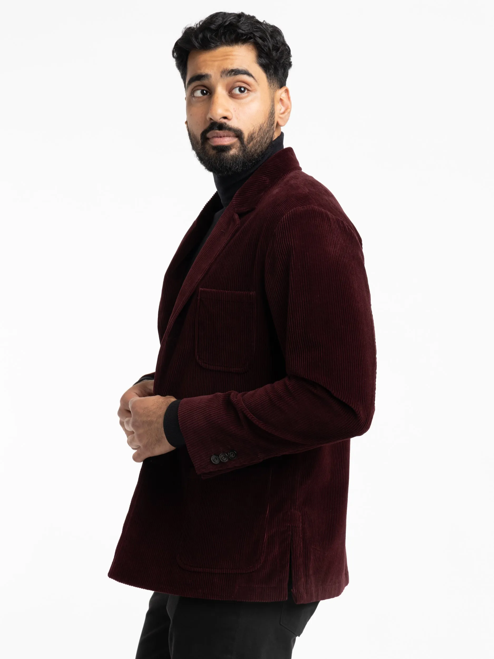 Dark Red Corduroy Sport Jacket