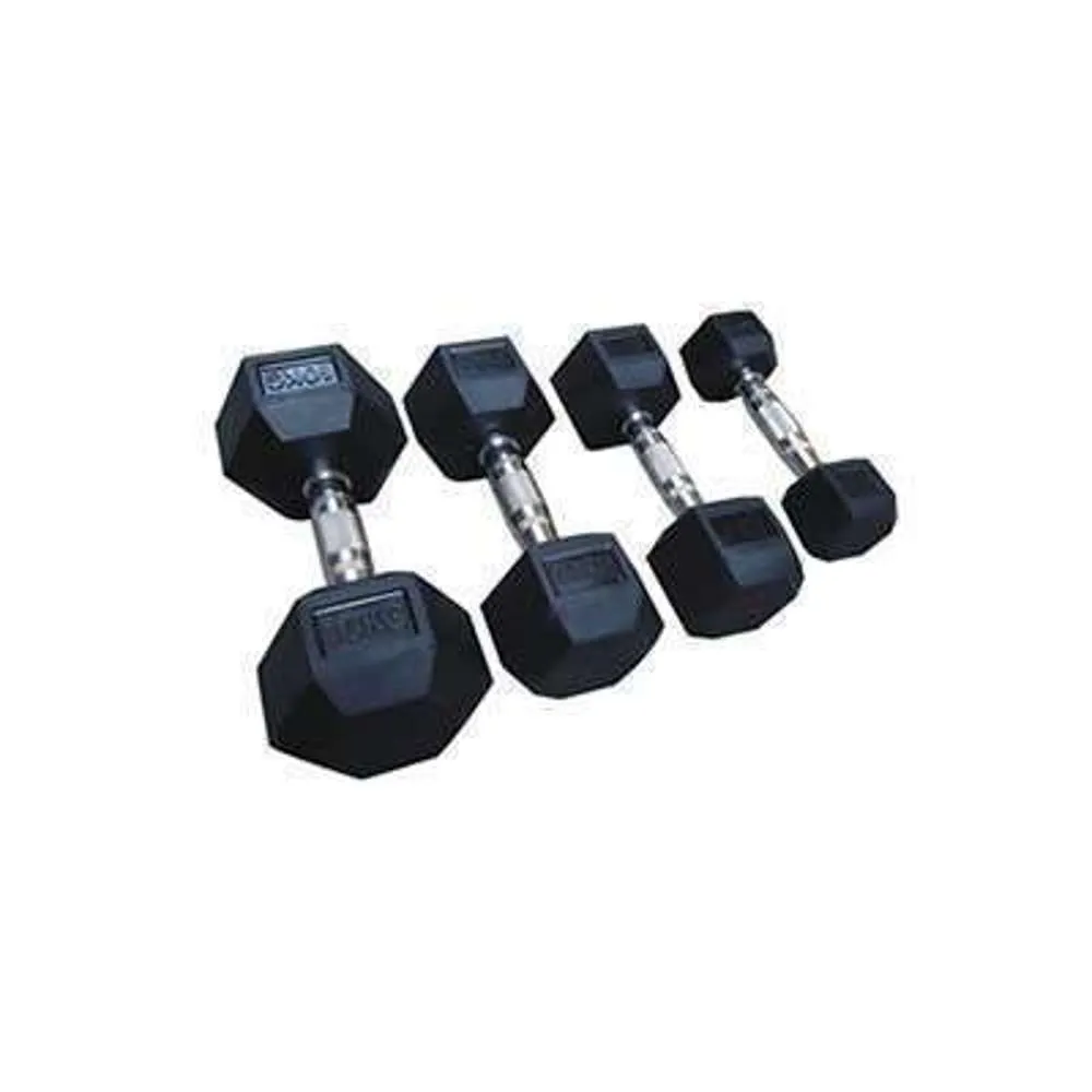 Dumbbells Rubber Coated Hexagon 17.5kg