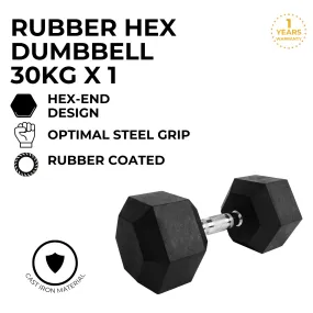 Durable Rubber Hex Dumbbells 30kg with Optimal Grip Verpeak