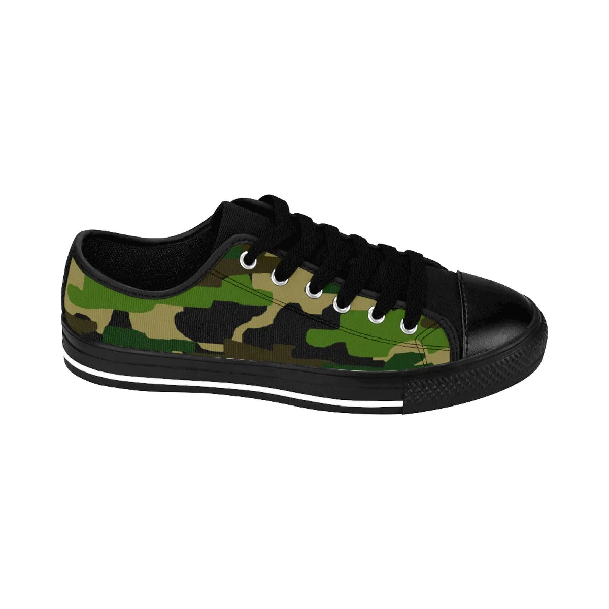 Green Camo Men's Sneakers, Best Camouflage Military Army Running Low Top Sneakers Shoes (US Size 7-14)