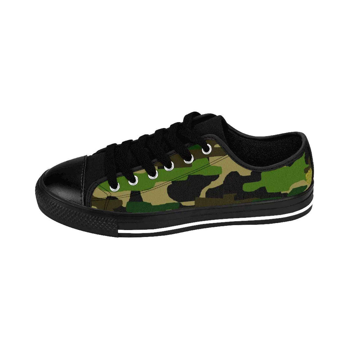 Green Camo Men's Sneakers, Best Camouflage Military Army Running Low Top Sneakers Shoes (US Size 7-14)