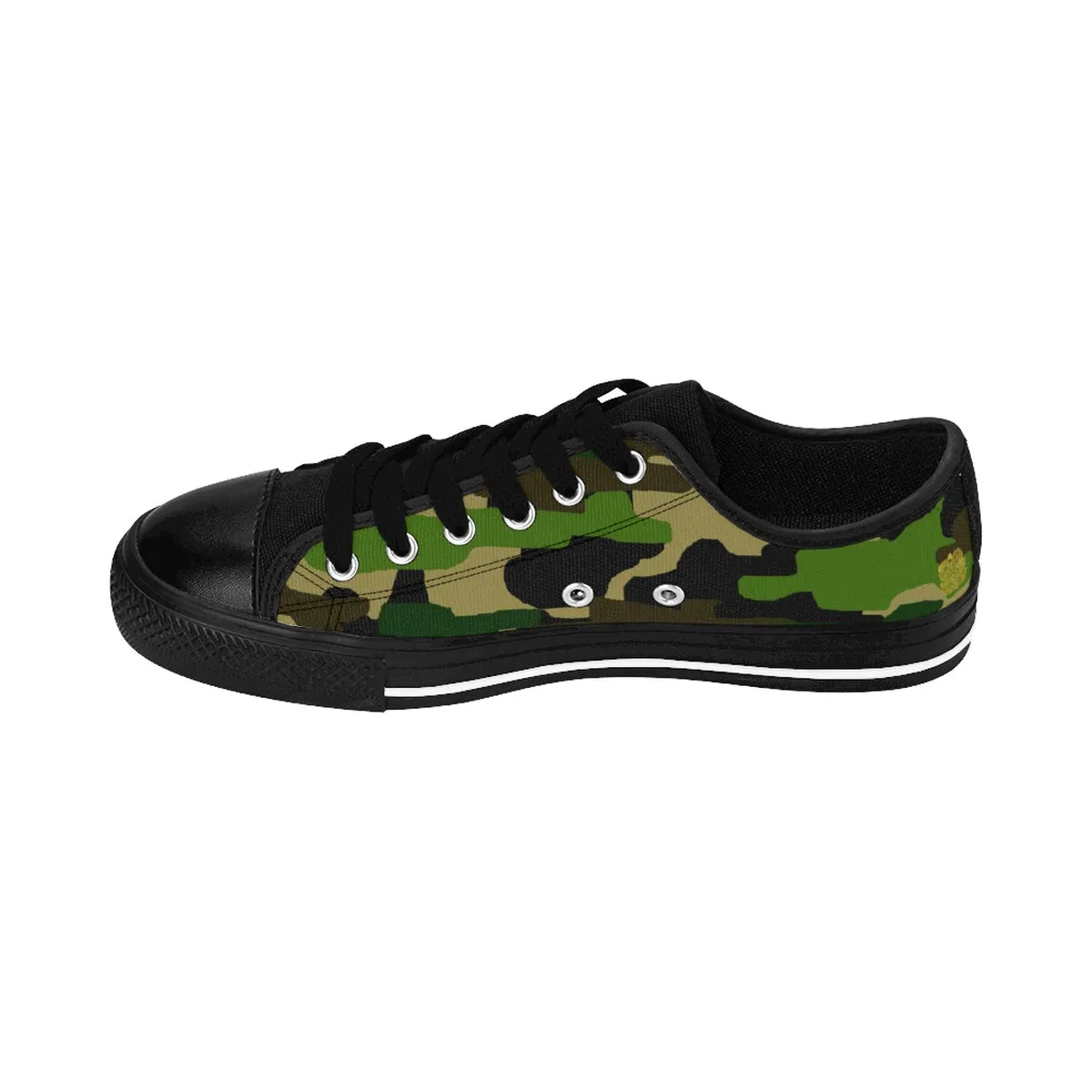 Green Camo Men's Sneakers, Best Camouflage Military Army Running Low Top Sneakers Shoes (US Size 7-14)