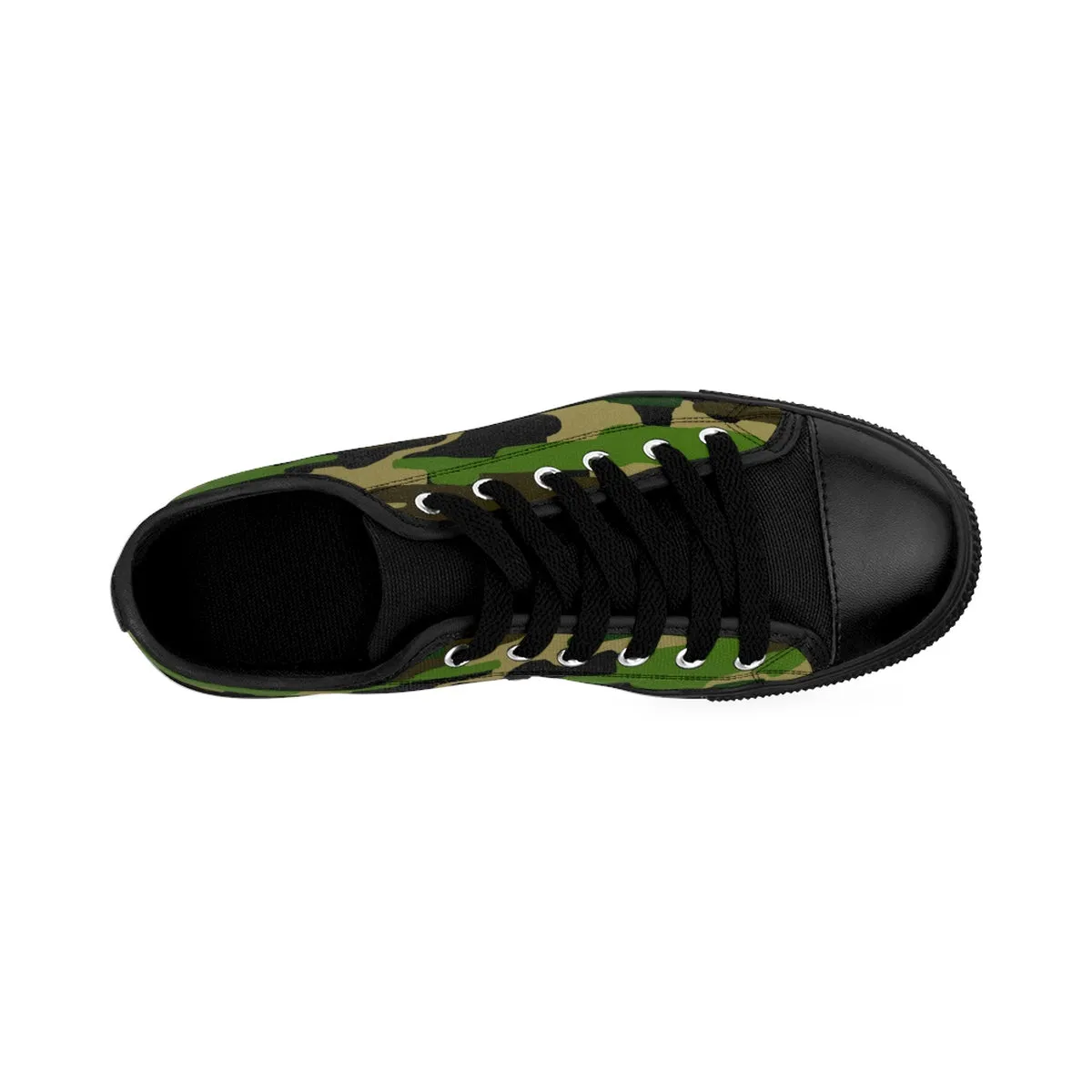 Green Camo Men's Sneakers, Best Camouflage Military Army Running Low Top Sneakers Shoes (US Size 7-14)