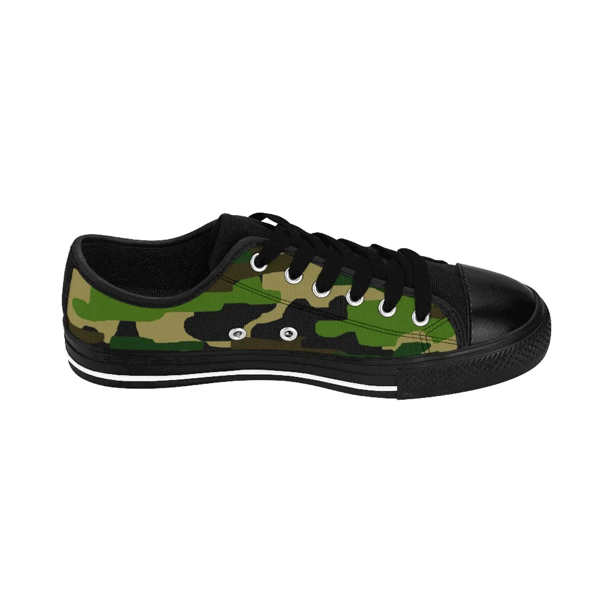 Green Camo Men's Sneakers, Best Camouflage Military Army Running Low Top Sneakers Shoes (US Size 7-14)