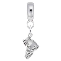 Hiking Boot Charm Dangle Bead In Sterling Silver