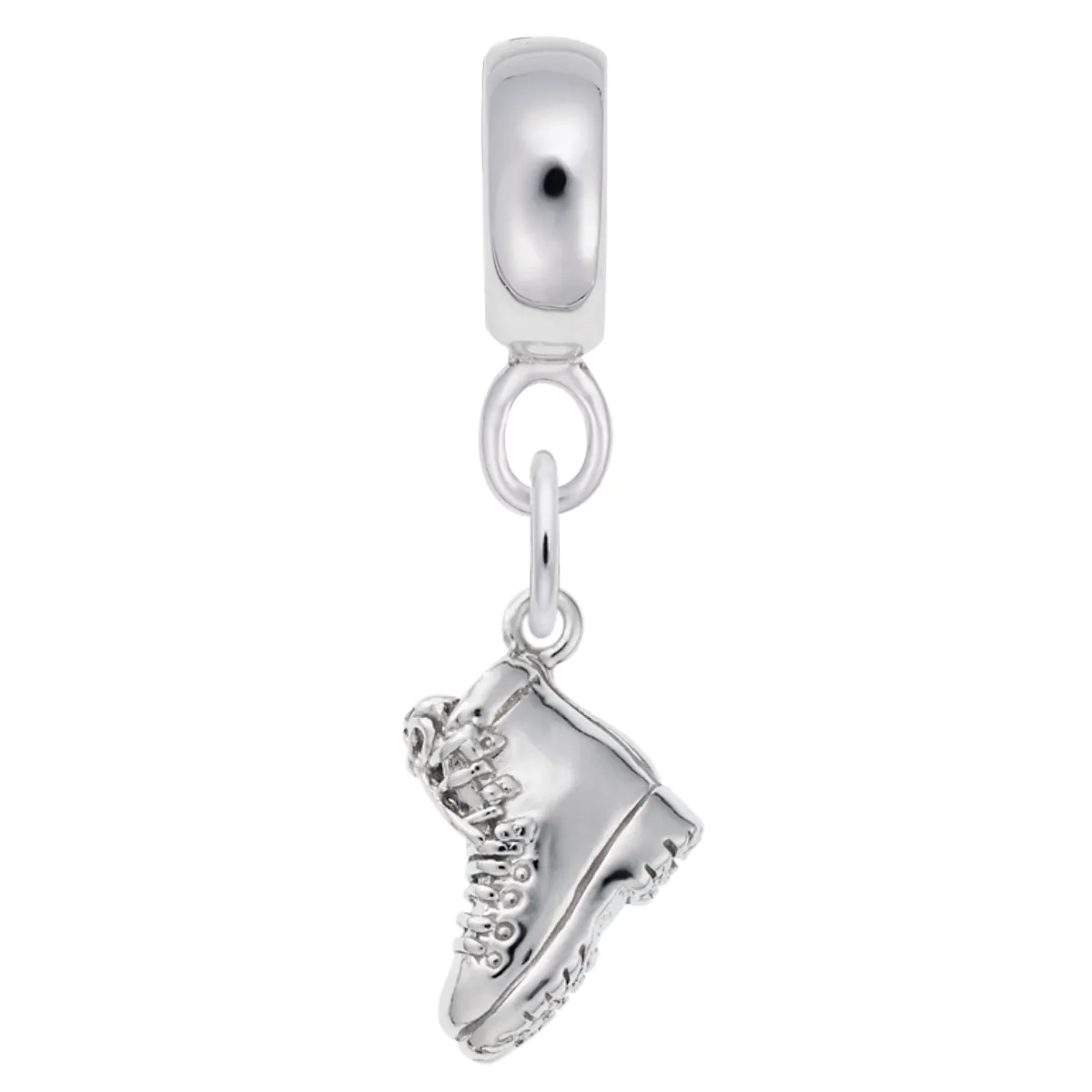 Hiking Boot Charm Dangle Bead In Sterling Silver