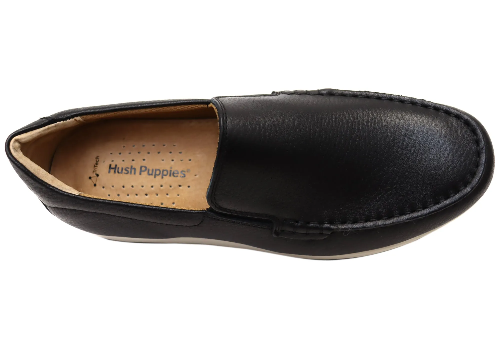 Hush Puppies David Mens Extra Wide Width Leather Comfortable Slip On Shoes