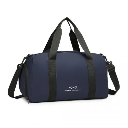 Kono Waterproof Duffel Bag - Lightweight Sports Gym Bag With Shoes Compartment - Navy