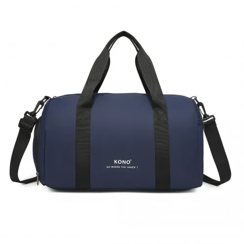 Kono Waterproof Duffel Bag - Lightweight Sports Gym Bag With Shoes Compartment - Navy