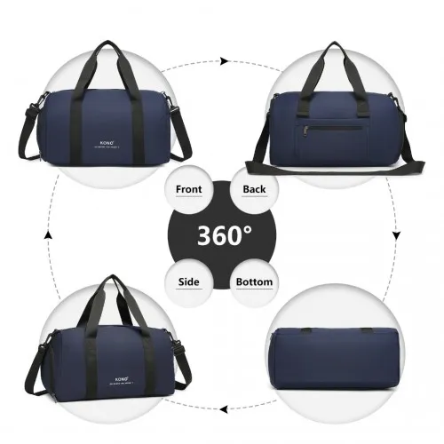 Kono Waterproof Duffel Bag - Lightweight Sports Gym Bag With Shoes Compartment - Navy