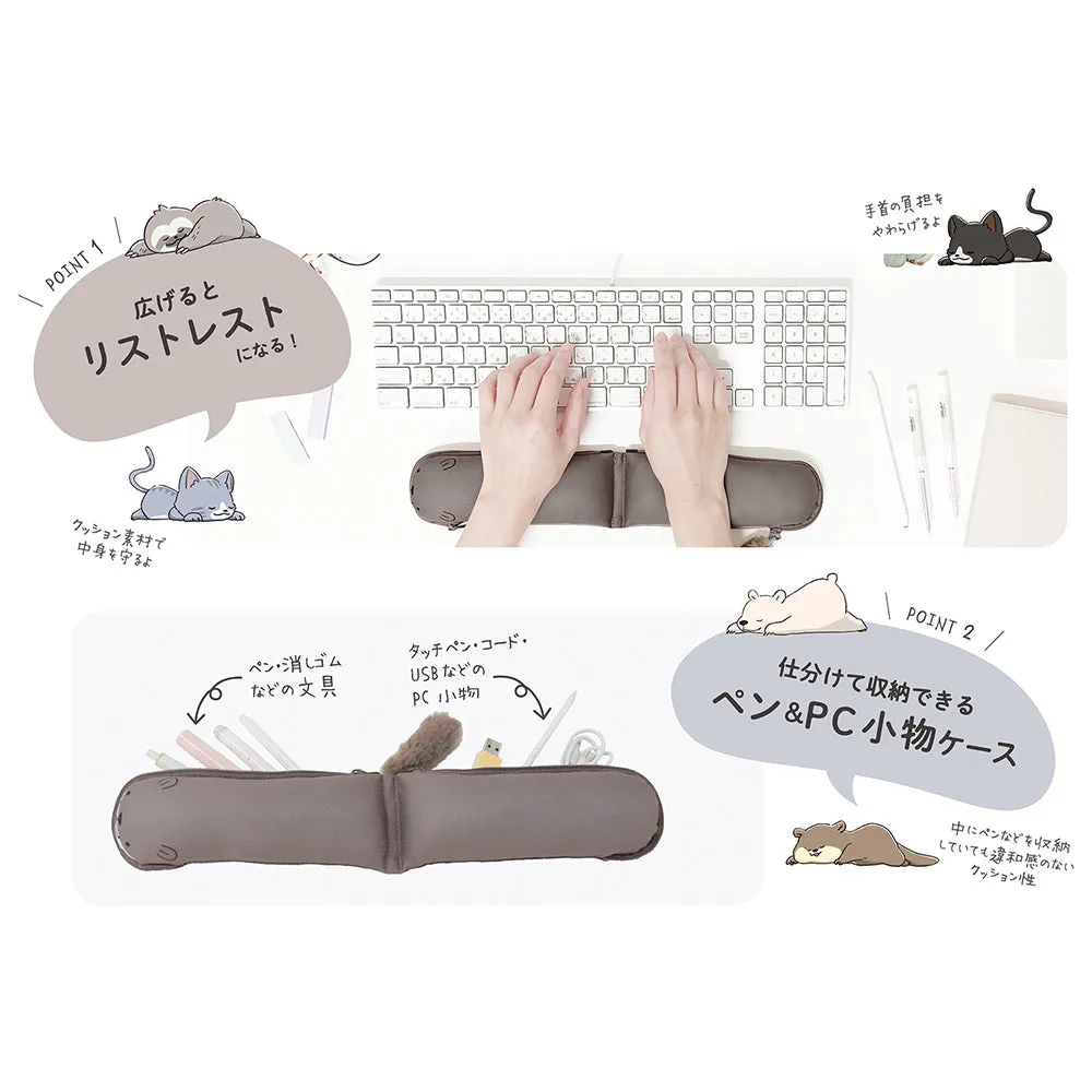 Kutsuwa Relala Standless Pencil Case Sea Otter Pencil Case Universal Storage Bag Wrist Rest Japanese Stationery Animal Healing System