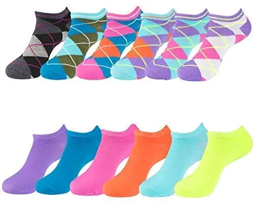 Low Cut No-Show Ankle Socks, Value Pack of 12 Pairs, Shoe Size 4 – 10