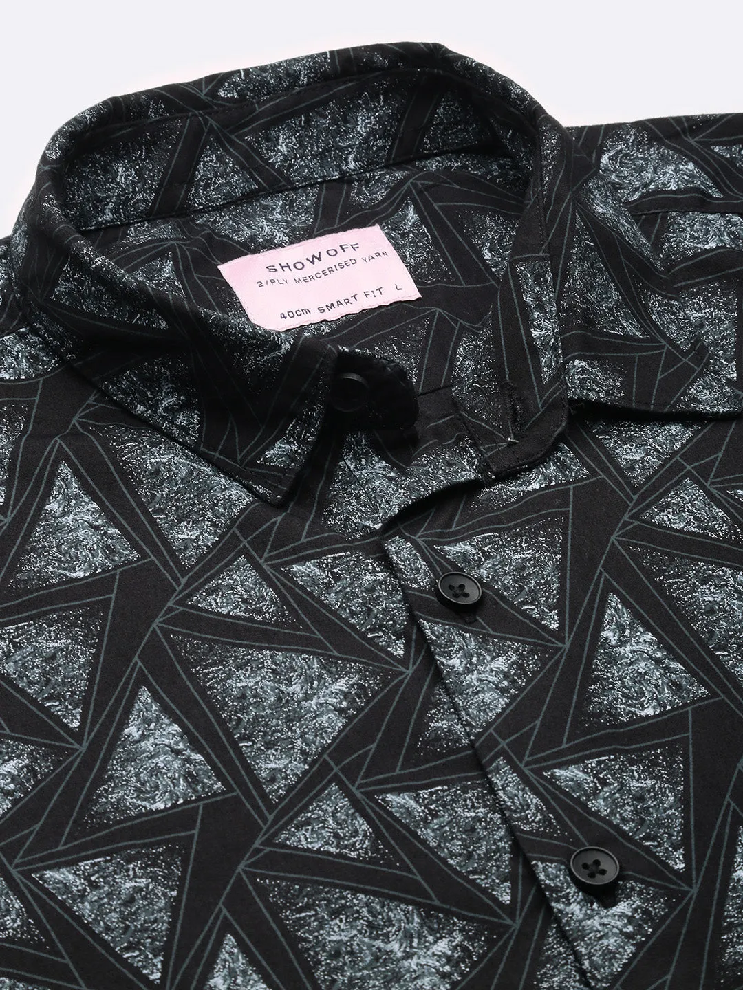 Men Black Geometric Slim Fit Shirt