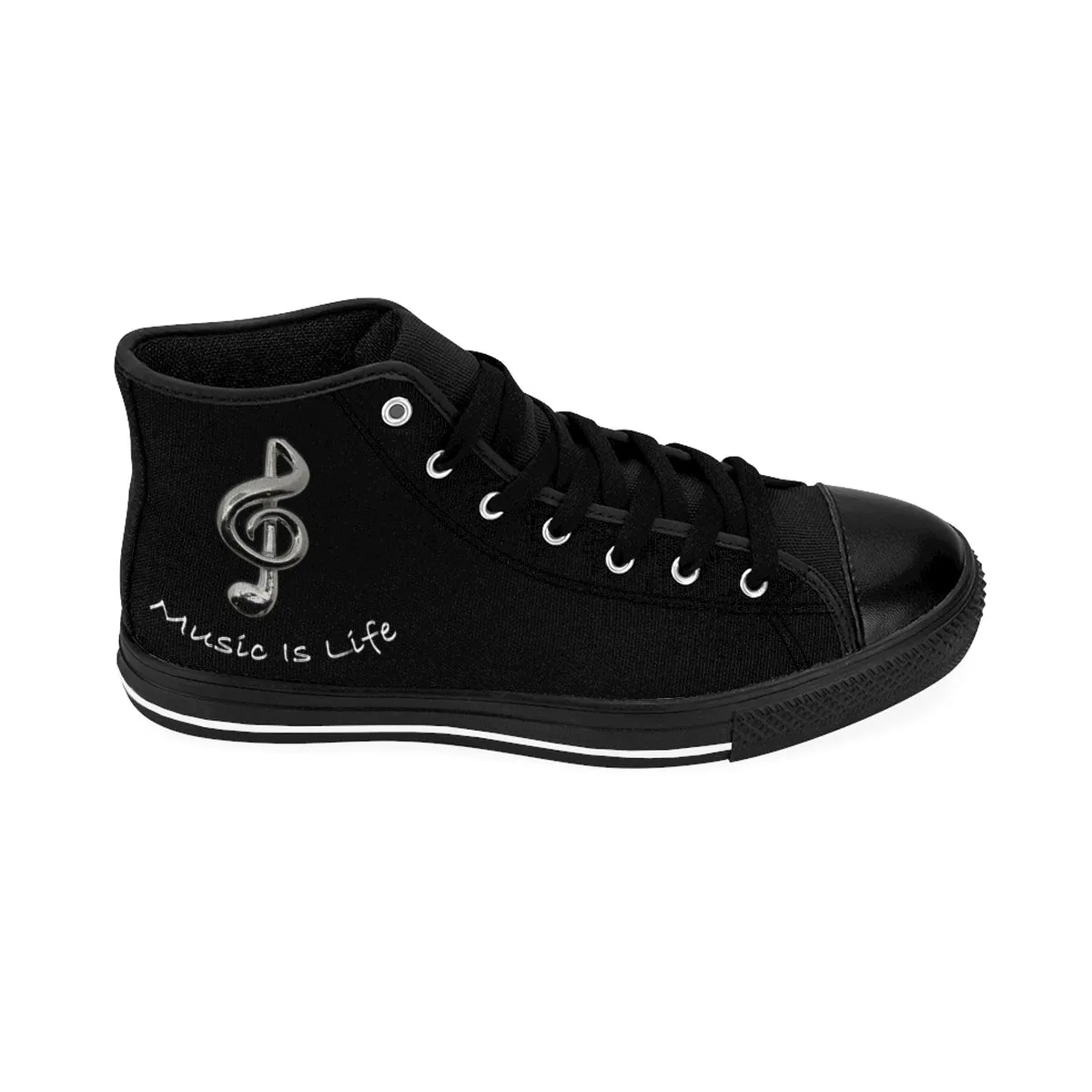 Men's Black Music Is Life High-top Sneakers