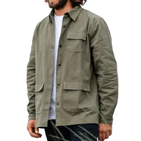 Men's Casual Canvas Lapel Flap Pocket Loose Jacket 46503502M