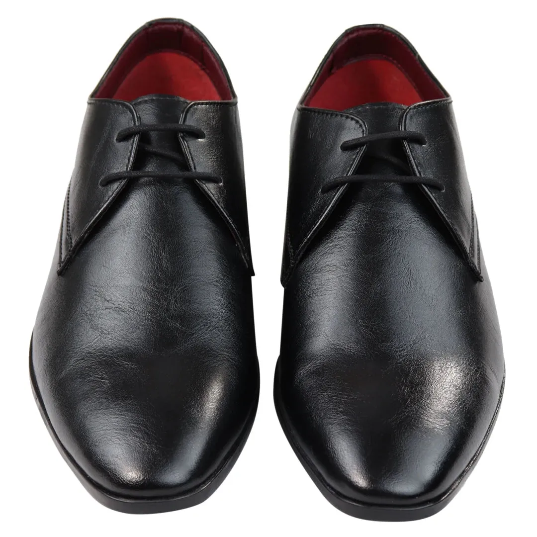 Mens Classic Black Laced Leather Shoes Smart Casual Formal Plain Simple