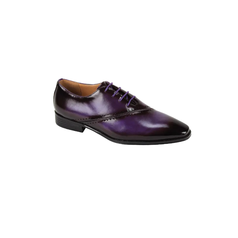 Men's Purple Lace-Up Dress Shoes Plain Toe Formal Oxfords Style No-7028