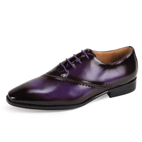 Men's Purple Lace-Up Dress Shoes Plain Toe Formal Oxfords Style No-7028