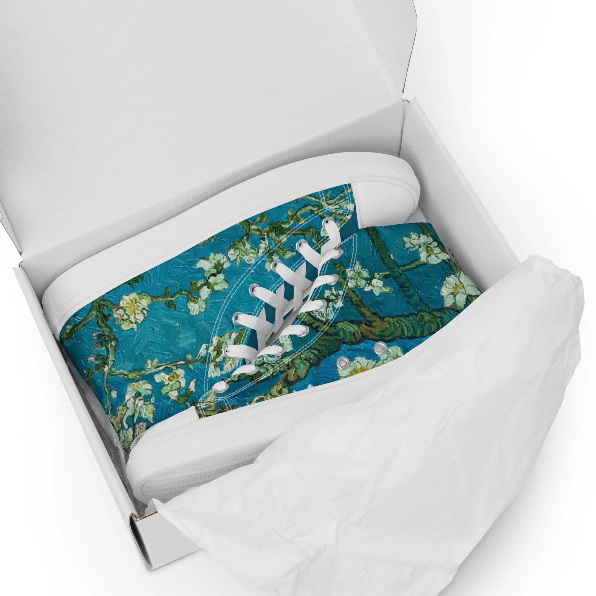 Men’s Van Gogh Almond Blossoms high top canvas shoes