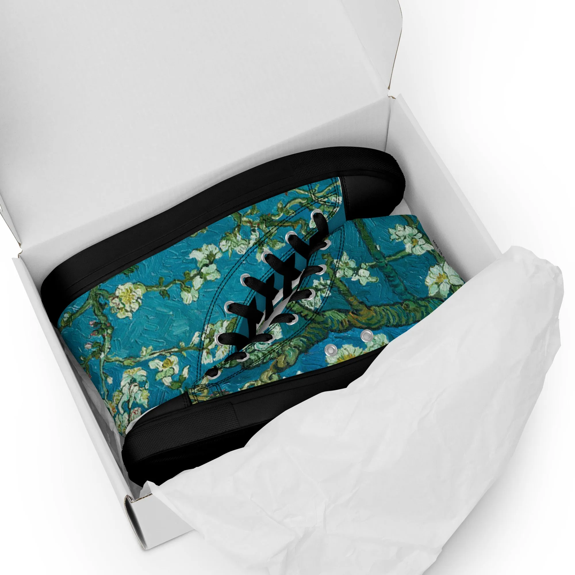 Men’s Van Gogh Almond Blossoms high top canvas shoes