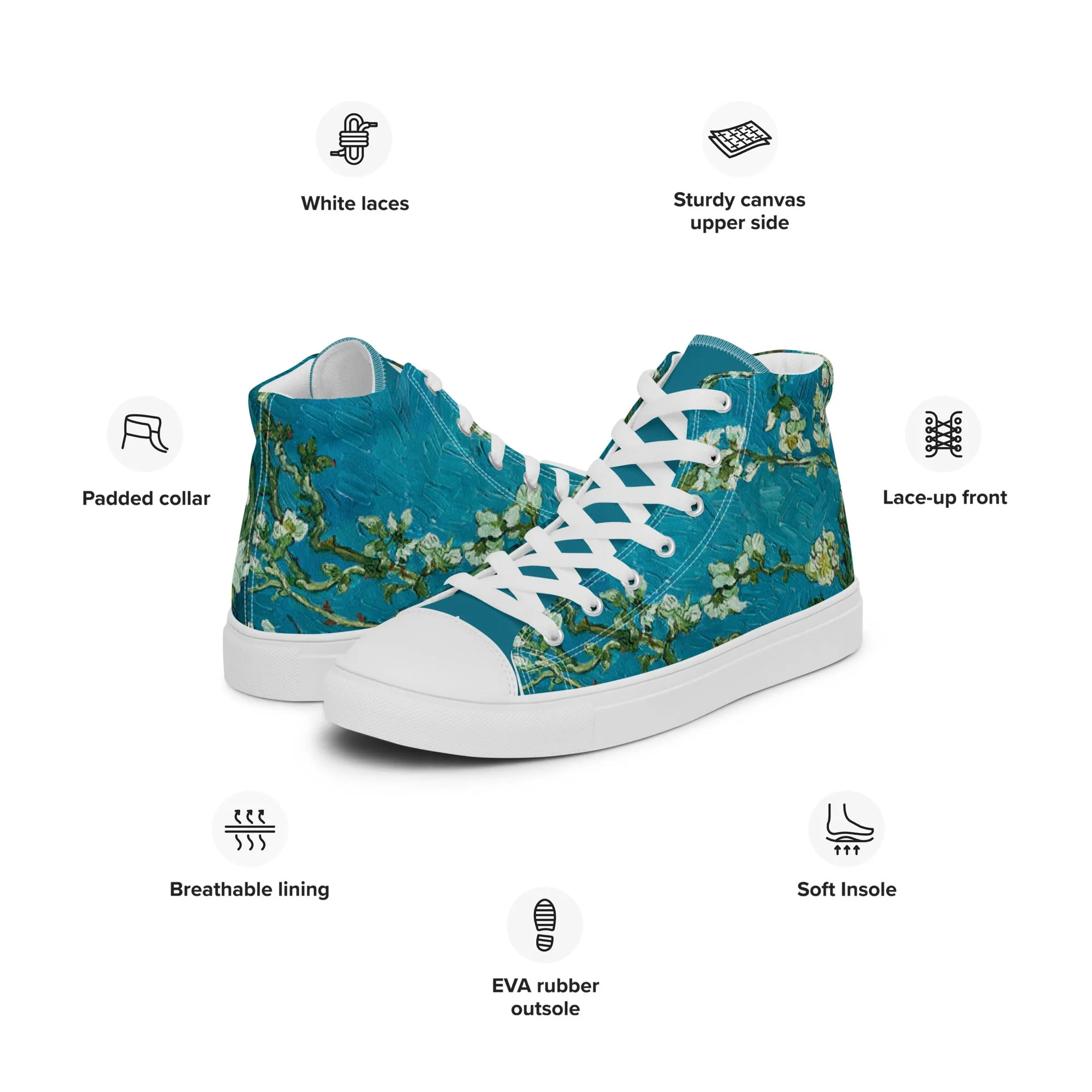 Men’s Van Gogh Almond Blossoms high top canvas shoes