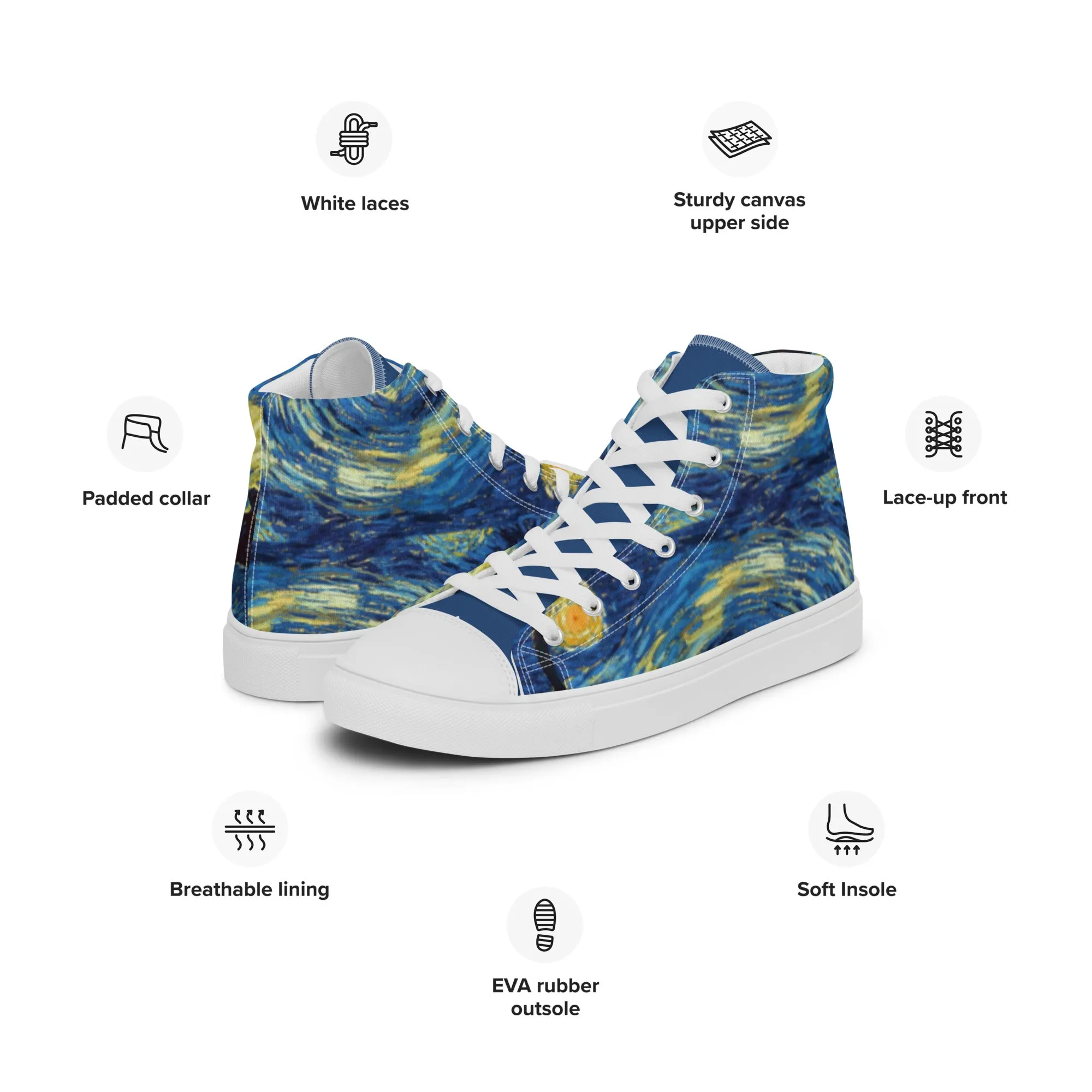 Men’s Van Gogh Inspired Starry Night high top canvas shoes