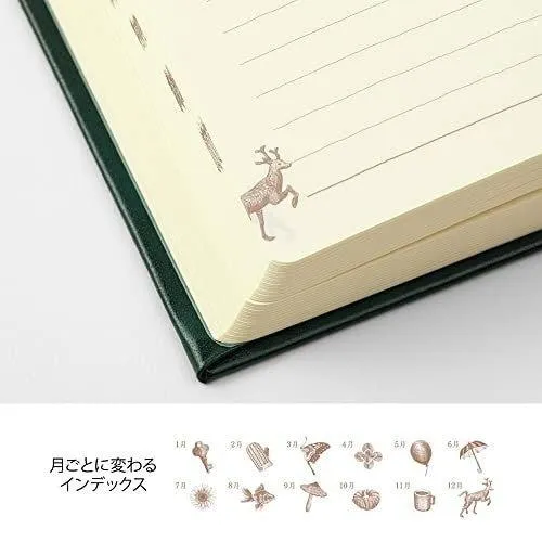 MIDORI 12896006 3 years continuous use 5 years continuous use Door series Recycled leather diary notebook notepad life record green