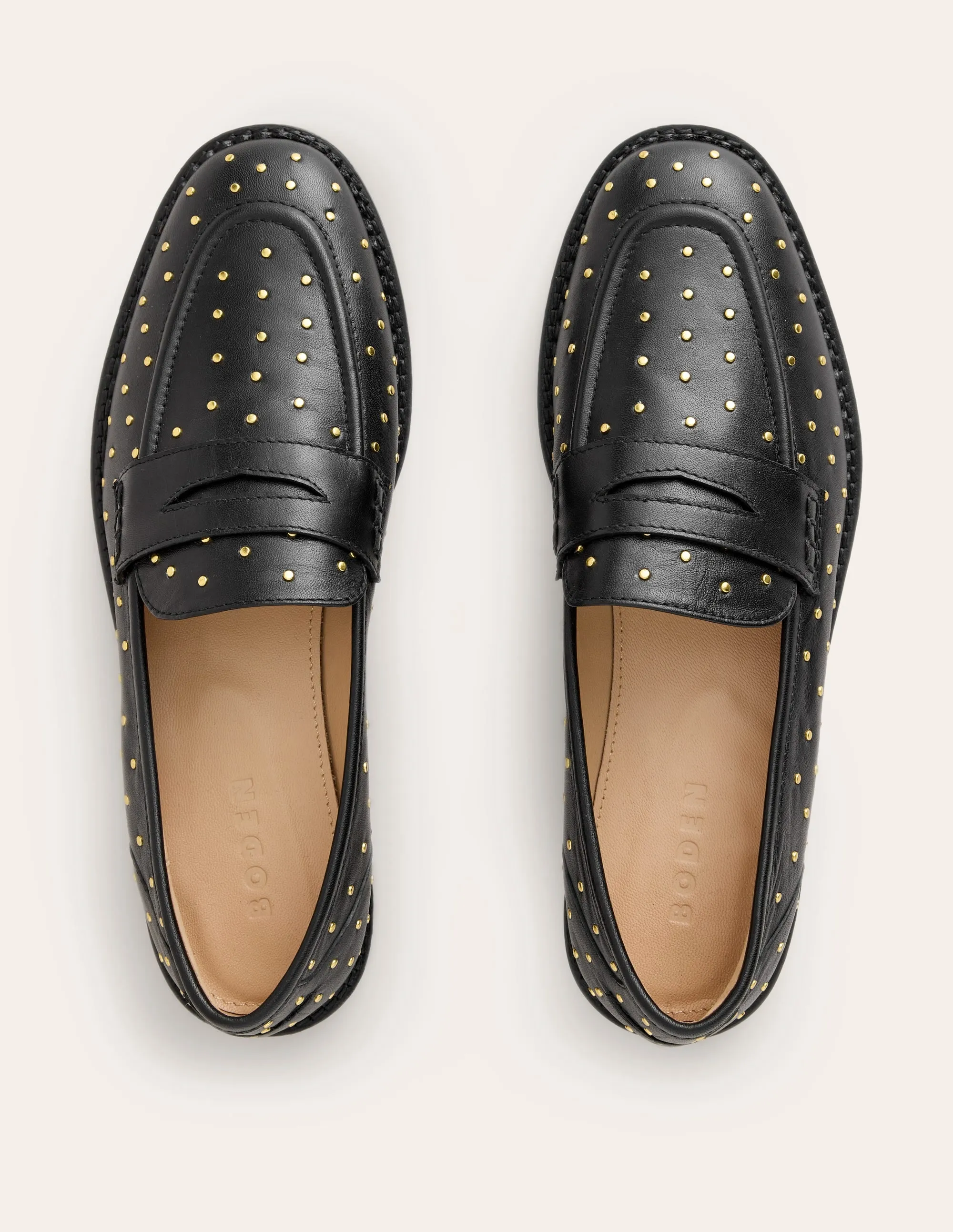 Nya Structured Penny Loafers-Black Studs