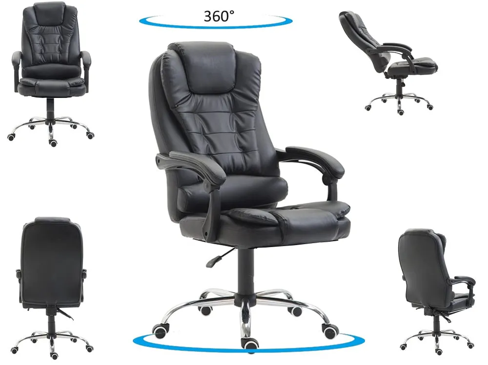 Office Chair (Black) with Retractable Footrest