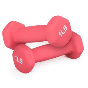 Pair Easy Grip Workout Dumbbell - 1 LB Each - Neoprene Coated Cast Iron