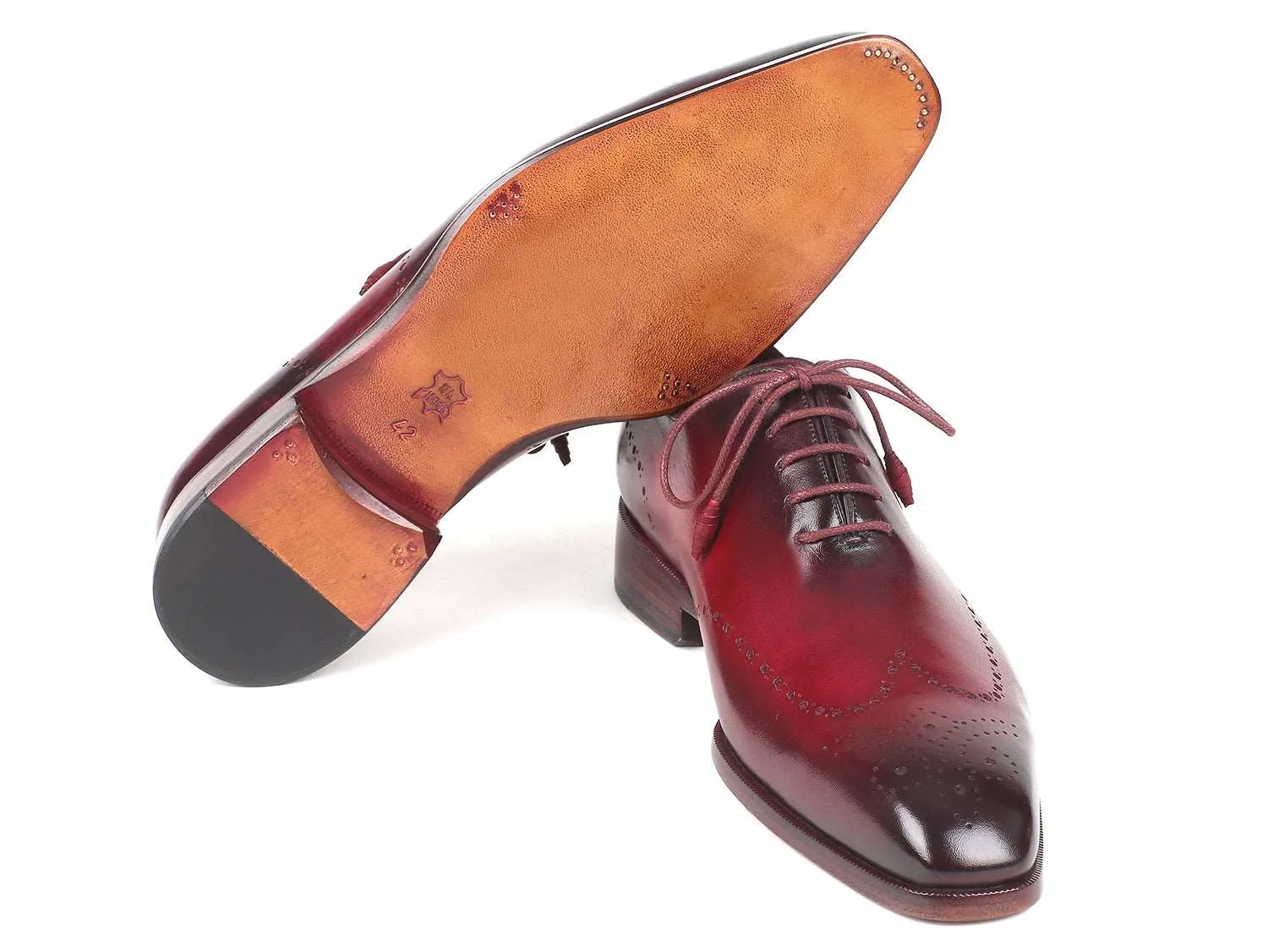 Paul Parkman Men's Bordeaux Burnished Wingtip Oxfords