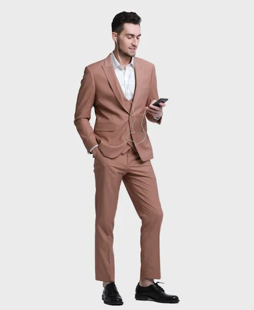 Peach Skinny Fit Peak Lapel Suit