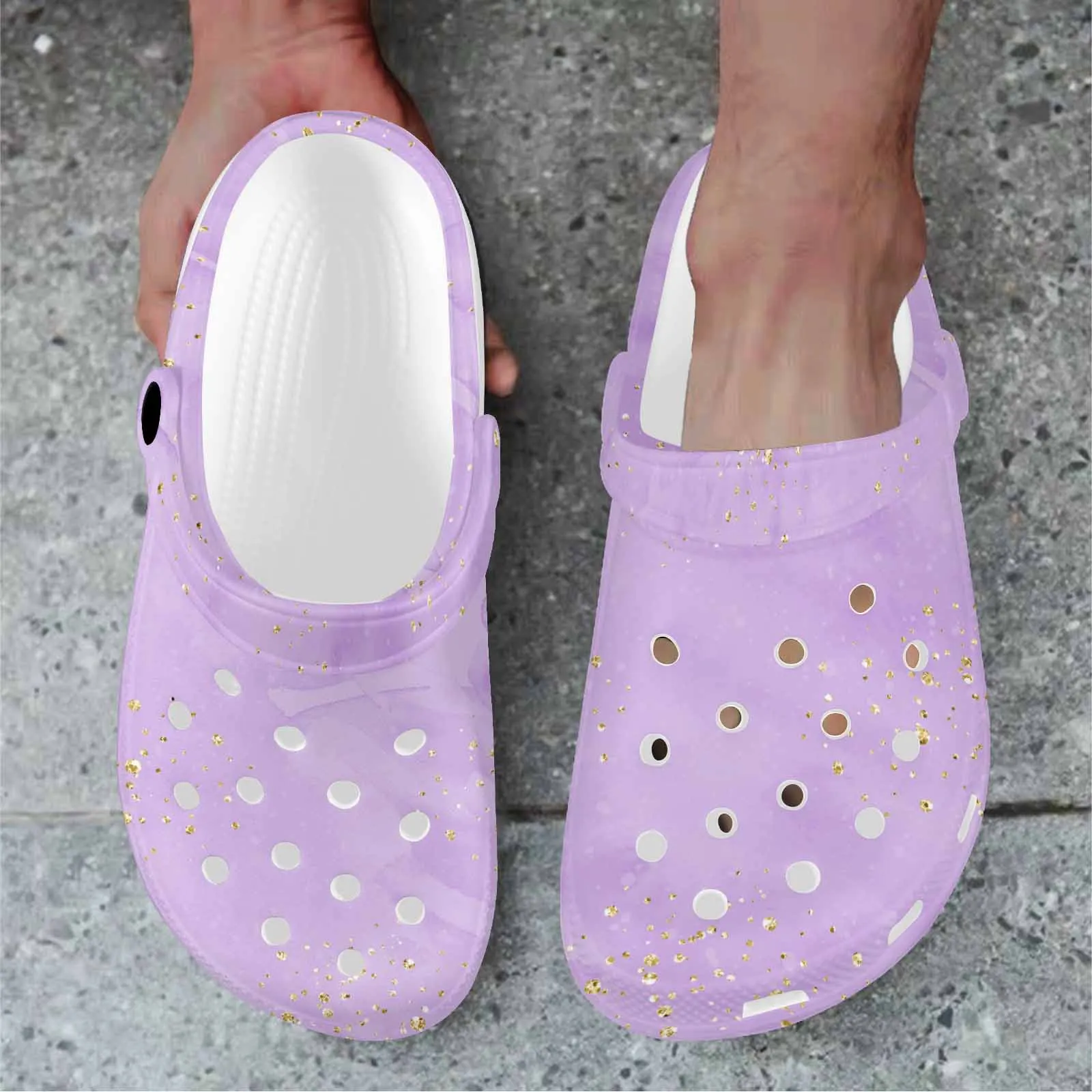 Purple  Custom Print Adults Clogs