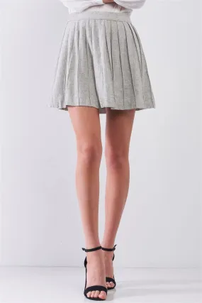 "Back To School" Grey Woolen Pleated Mini Skirt /1-2-2-1